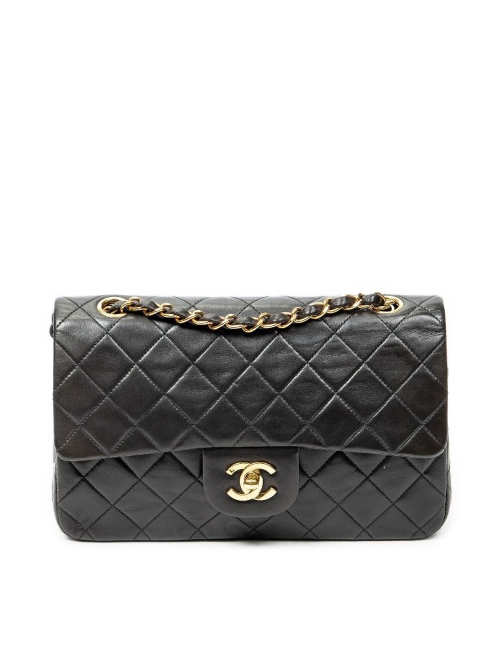 Chanel Quilted Double Flap Bag Black Lambskin Leather